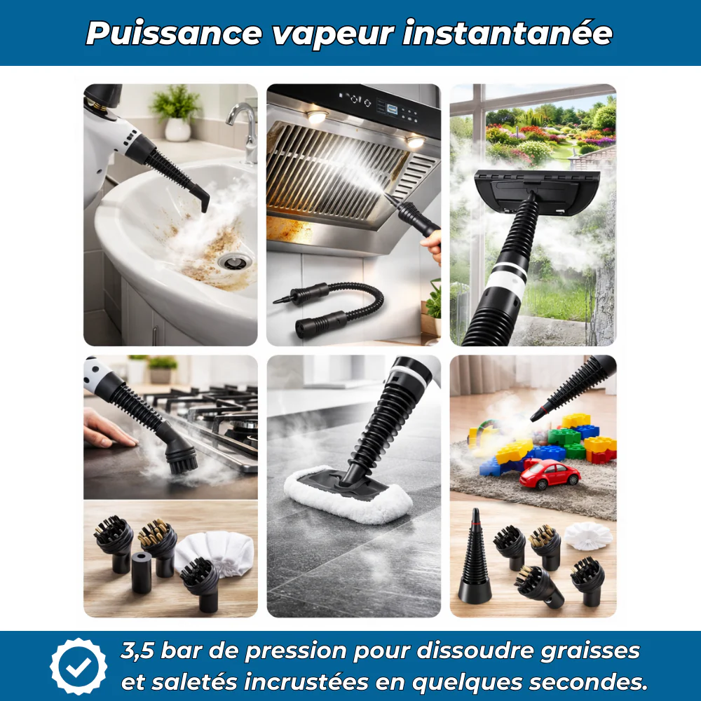 Vaporio™ – Nettoyeur Vapeur Professionnel | Désinfecte et Dégraisse Sans Effort